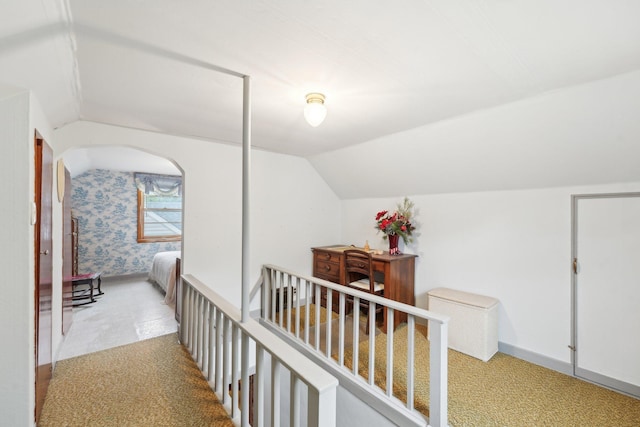 4518 Colfax Ave N, Minneapolis, MN 55412 - hallway with carpet and vaulted ceiling