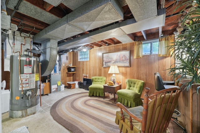 4518 Colfax Ave N, Minneapolis, MN 55412 - basement with gas water heater and wood walls