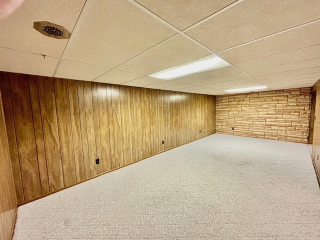 25 103rd Ave NW, Coon Rapids, MN 55448 - finished basement featuring wood walls, a drop ceiling, and carpet