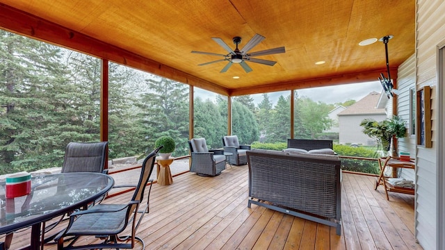 2592 Aspen Pl SW, Rochester, MN 55902 - sunroom / solarium with a ceiling fan and outdoor dining space