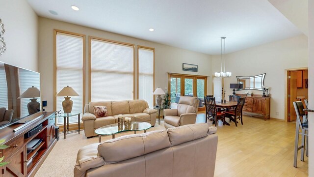 2592 Aspen Pl SW, Rochester, MN 55902 - living area featuring a chandelier, light wood-style floors, and recessed lighting