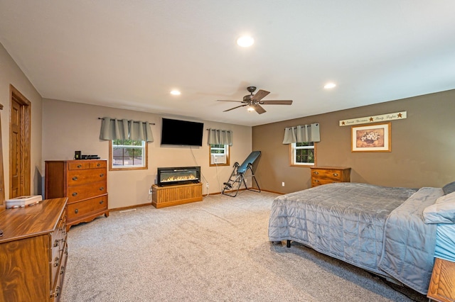 114 3rd Ave E, Truman, MN 56088 - carpeted bedroom featuring baseboards, recessed lighting, and ceiling fan