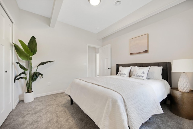 309 Shore Dr, Forest Lake, MN 55025 - carpeted bedroom featuring beamed ceiling and baseboards