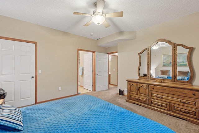 13900 Garnet Ter NW, Ramsey, MN 55303 - bedroom featuring light colored carpet, a textured ceiling, a ceiling fan, and ensuite bathroom
