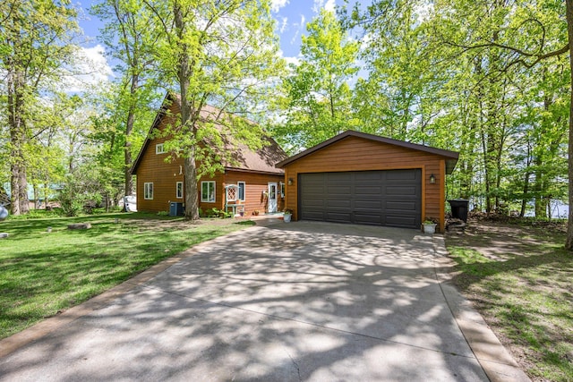 209 9 1/2 Ave, Turtle Lake, WI 54889 - rustic home with a front yard, driveway, an outdoor structure, and cooling unit