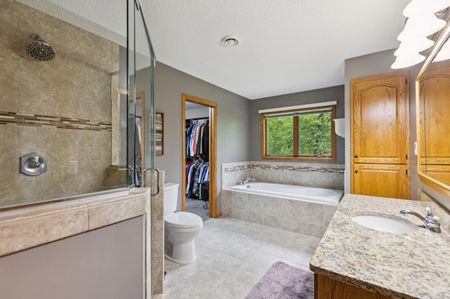 25306 Csah 4, Dassel Twp, MN 55325 - bathroom featuring a shower stall, vanity, tile patterned flooring, a bath, and toilet