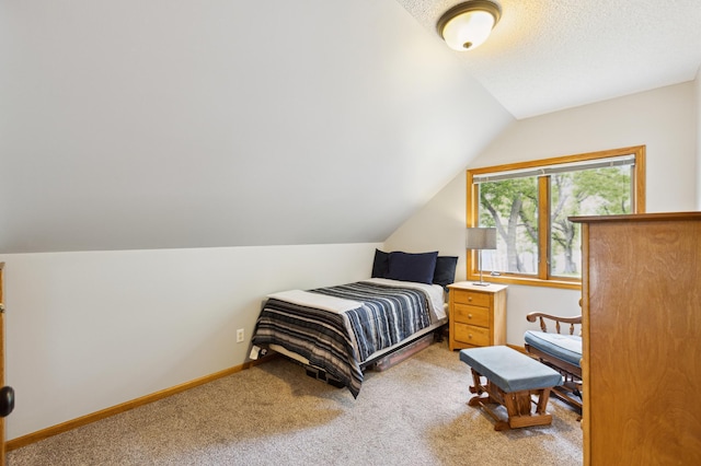 25306 Csah 4, Dassel Twp, MN 55325 - bedroom with carpet floors, vaulted ceiling, baseboards, and a textured ceiling