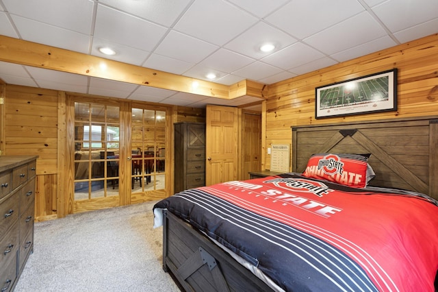 25306 Csah 4, Dassel Twp, MN 55325 - bedroom with wood walls, carpet, and a paneled ceiling