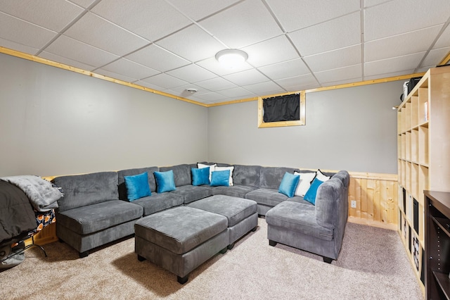 25306 Csah 4, Dassel Twp, MN 55325 - carpeted living area with a wainscoted wall and a drop ceiling