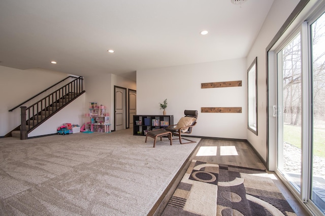 8259 Barton Ave NW, Buffalo, MN 55313 - living area featuring stairway and recessed lighting