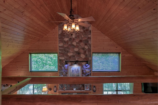 6000 152nd St, Milaca, MN 56353 - detailed view of wood ceiling, ceiling fan, and wooden walls