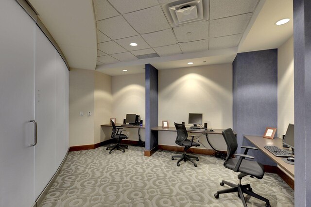 100 3rd Ave S Unit 3301, Minneapolis, MN 55401 - office space with a drop ceiling, recessed lighting, baseboards, and carpet flooring