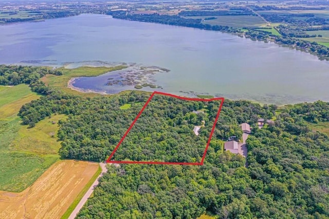 8599 County Road 21 SW, Alexandria, MN 56308 - view of property location with a large body of water, a forest, and property parcel outlined