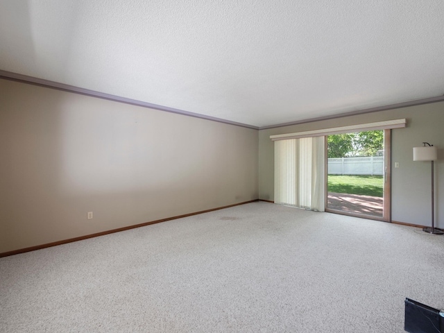 835 Winona Dr SW, Alexandria, MN 56308 - empty room featuring ornamental molding, carpet, baseboards, and a textured ceiling
