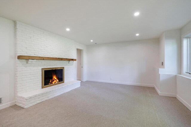 745 Virginia Shores Cir, Victoria, MN 55331 - unfurnished living room with a fireplace, recessed lighting, carpet, and baseboards