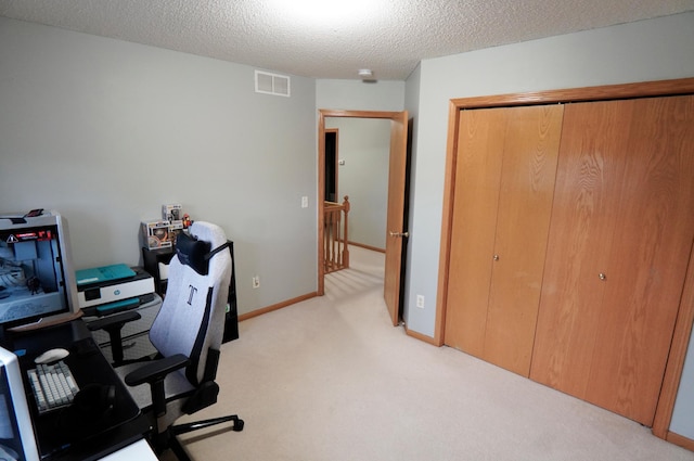 9467 Golden Eagle Ln, Monticello, MN 55362 - office space with light carpet, a textured ceiling, and baseboards