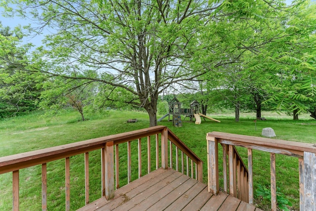 1231 135th St, Amery, WI 54005 - deck featuring a yard and a playground