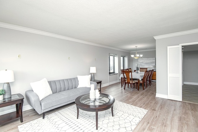 207 5th Ave SW Unit 901, Rochester, MN 55902 - living area with a chandelier, ornamental molding, light wood-style floors, and baseboards