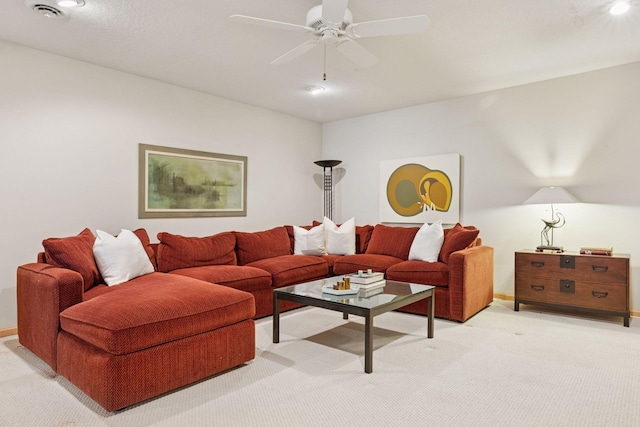 4555 Jewel Ln N, Plymouth, MN 55446 - living area featuring light carpet and ceiling fan