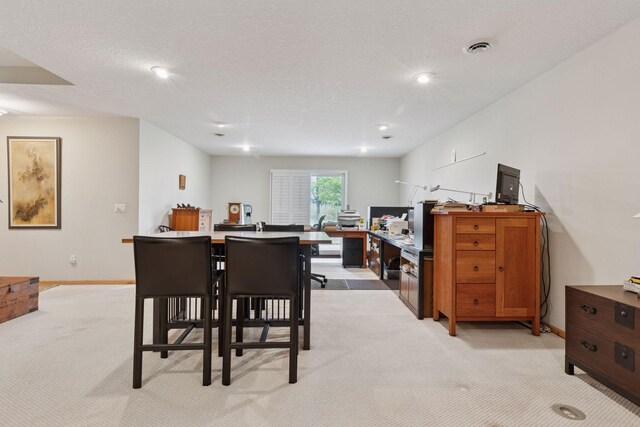 4555 Jewel Ln N, Plymouth, MN 55446 - dining room with light colored carpet, a desk, baseboards, and recessed lighting