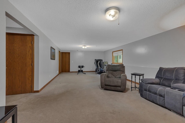 16474 63rd St SE, Becker, MN 55308 - carpeted living area with a textured ceiling and baseboards