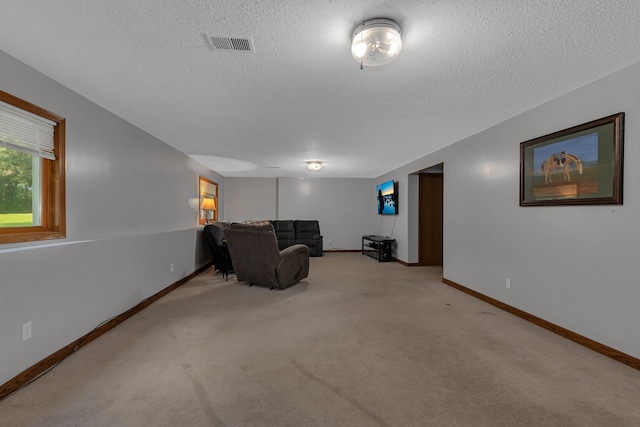 16474 63rd St SE, Becker, MN 55308 - living area with a textured ceiling and light colored carpet
