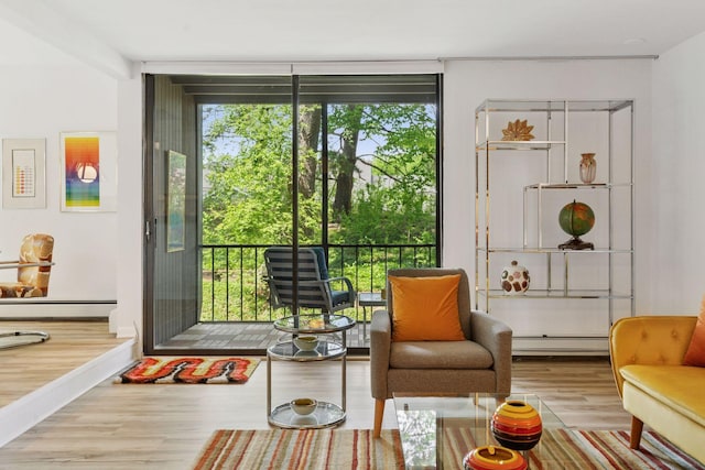 6085 Lincoln Dr Unit 123, Edina, MN 55436 - sitting room featuring a baseboard radiator and wood finished floors