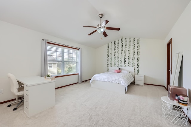 1595 Fox Hunt Way, Victoria, MN 55386 - bedroom with vaulted ceiling, baseboards, light colored carpet, and an office area