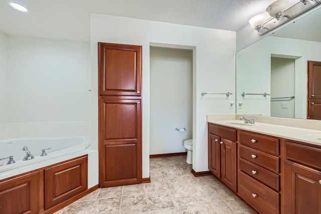 1595 Fox Hunt Way, Victoria, MN 55386 - bathroom featuring toilet, a bath, double vanity, and baseboards