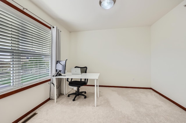 1595 Fox Hunt Way, Victoria, MN 55386 - home office featuring light colored carpet and baseboards