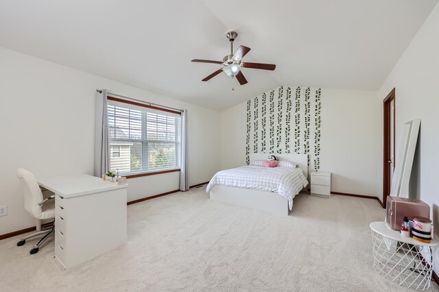 1595 Fox Hunt Way, Victoria, MN 55386 - bedroom with lofted ceiling, baseboards, light carpet, and an office area