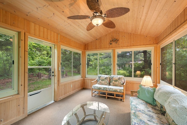 14 Overlook Rd, Dellwood, MN 55110 - sunroom featuring vaulted ceiling, plenty of natural light, and a ceiling fan