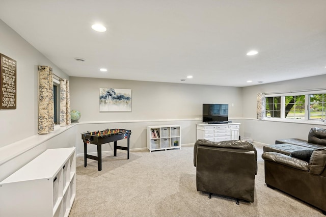 5101 201st St N, Forest Lake, MN 55025 - living area featuring light carpet, recessed lighting, and baseboards