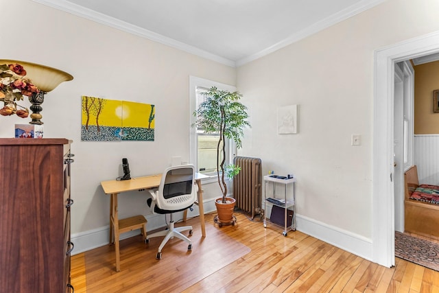2895 James Ave S Unit 2, Minneapolis, MN 55408 - office space with radiator, hardwood / wood-style floors, crown molding, and baseboards