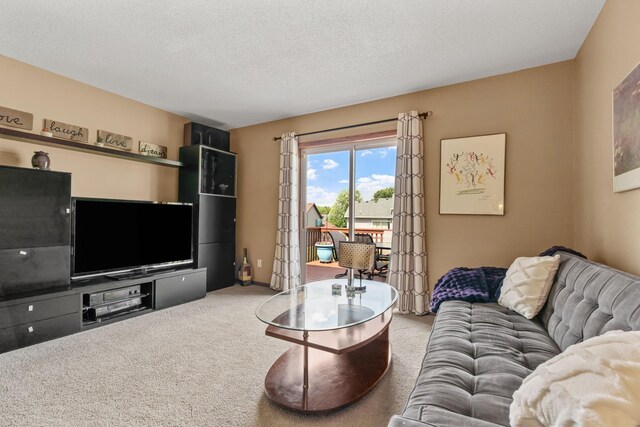 7734 Lancaster Ave NE, Otsego, MN 55301 - carpeted living room featuring a textured ceiling