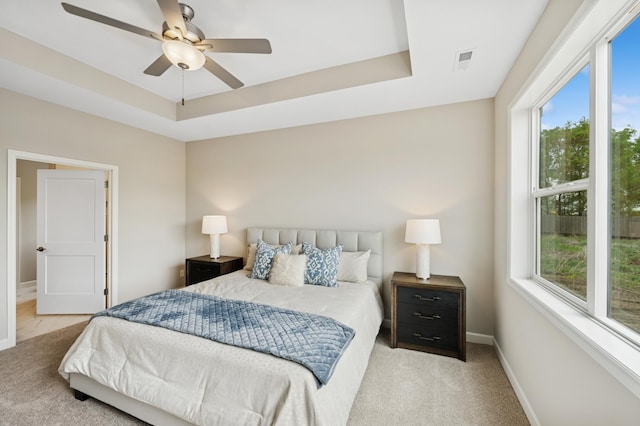 464 Whitewater Ct, Delano, MN 55328 - bedroom with multiple windows, a tray ceiling, and carpet floors