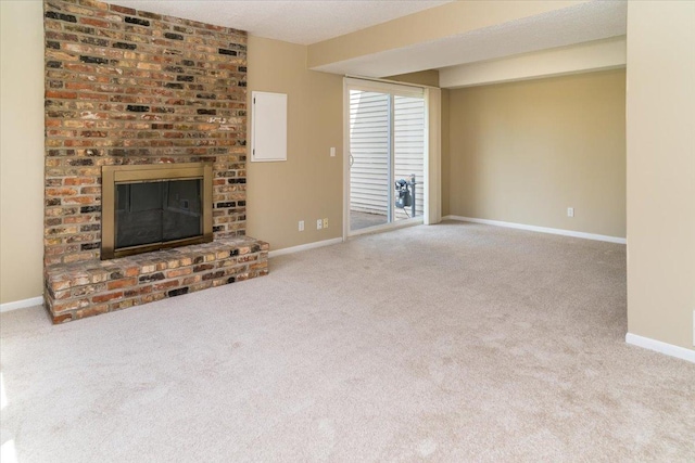 10326 Balsam Ln, Eden Prairie, MN 55347 - unfurnished living room featuring carpet floors and a fireplace