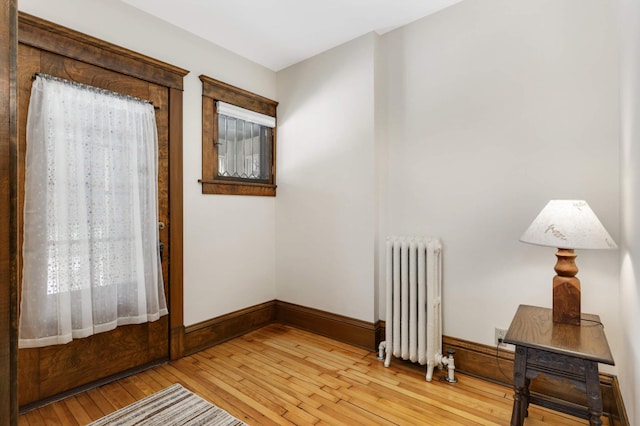2227 Garfield Ave, Minneapolis, MN 55405 - empty room featuring radiator heating unit, light wood-type flooring, plenty of natural light, and baseboards