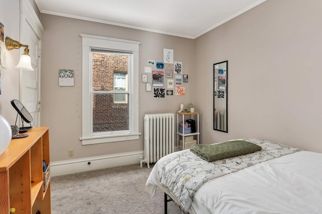 2227 Garfield Ave, Minneapolis, MN 55405 - bedroom with radiator heating unit, carpet floors, ornamental molding, and a desk