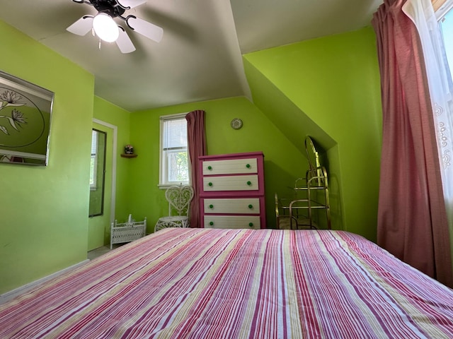 205 Lake Park Blvd, Fairmont, MN 56031 - bedroom featuring vaulted ceiling and a ceiling fan