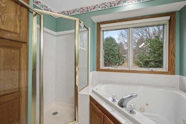 2970 Western Ave N, Roseville, MN 55113 - bathroom with a stall shower and a tub with jets