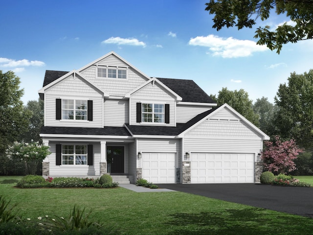 869 Greywood Blvd SW, Delano, MN 55328 - craftsman-style home featuring stone siding, asphalt driveway, and a front yard