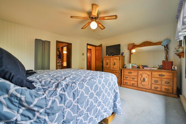 912 State 84 SW, Pine River, MN 56474 - carpeted bedroom featuring wallpapered walls and ceiling fan