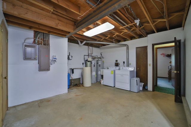 912 State 84 SW, Pine River, MN 56474 - unfinished basement with washer and dryer, electric panel, and a water softener