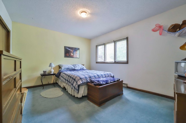 912 State 84 SW, Pine River, MN 56474 - bedroom featuring carpet flooring, baseboards, a textured ceiling, and a baseboard radiator