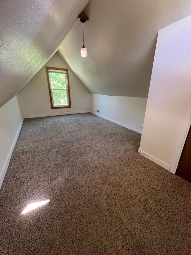 1030 28th Ave NE, Minneapolis, MN 55418 - bonus room featuring lofted ceiling, baseboards, carpet flooring, and a textured ceiling