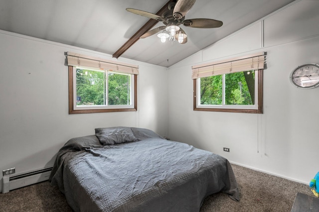 750 Prairie Ave SE, Cokato, MN 55321 - carpeted bedroom with a baseboard heating unit, multiple windows, and a ceiling fan