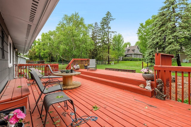 750 Prairie Ave SE, Cokato, MN 55321 - wooden terrace featuring a yard and view of scattered trees