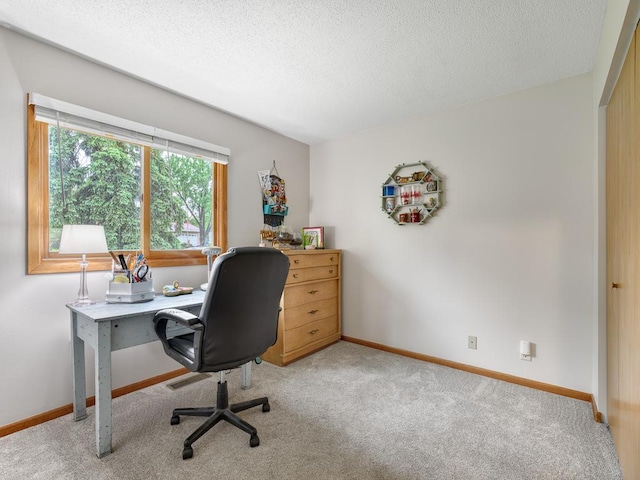 7349 Drew Ave N, Brooklyn Park, MN 55443 - office area featuring a textured ceiling, carpet floors, and baseboards