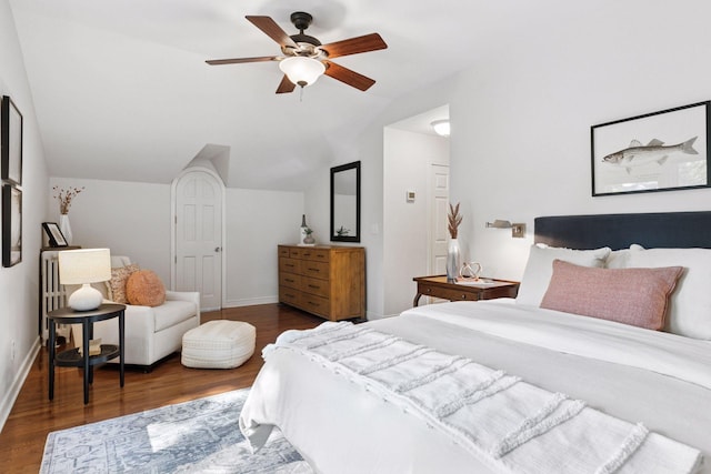 1215 Eleanor Ave, Saint Paul, MN 55116 - bedroom with lofted ceiling, wood finished floors, baseboards, and ceiling fan